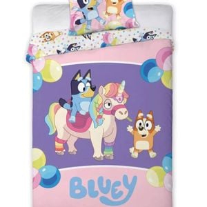 Bluey Magical Unicorn Party Kids Cotton Quilt Cover Set - Single Bed Size