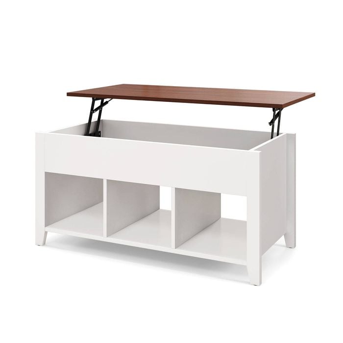 Costway 105x52x48cm Coffee Center Table Sofa Side Table W/lift Top End Table White