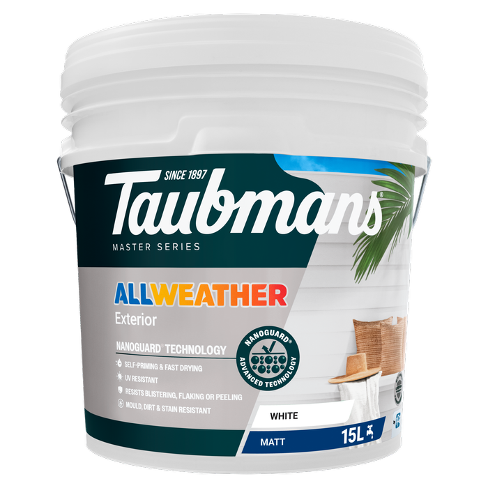 Taubmans 15L White Matt All Weather Exterior Paint