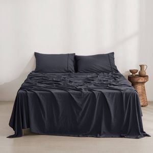 Dreamaker Superfine Washed Microfibre Sheet Set Navy Single Bed