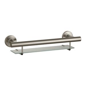 evekare 488mm Brushed Nickel Bath Shelf With Grab Rail