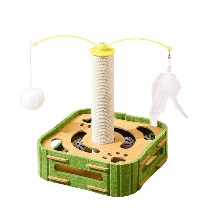 Felt Cat Puzzle Toy with Scratching Pole