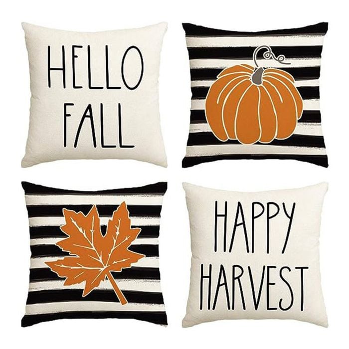 Catzon 4 Pcs Linen Throw Pillow Covers Autumn for Home