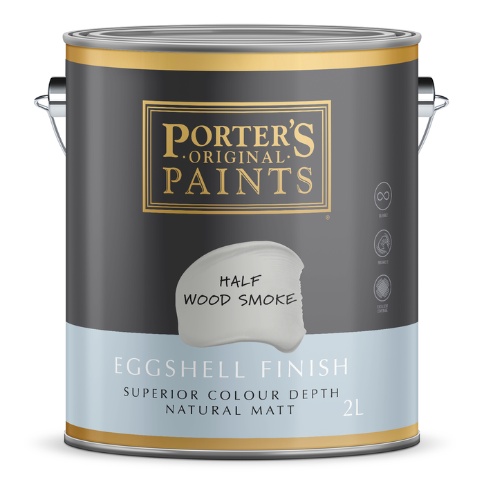 Porter's 2L Half Wood Smoke Eggshell Finish Broadwall Washable Paint