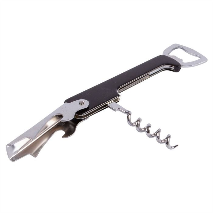 Metal 3-in-1 Corkscrew & Bottle Opener - Black