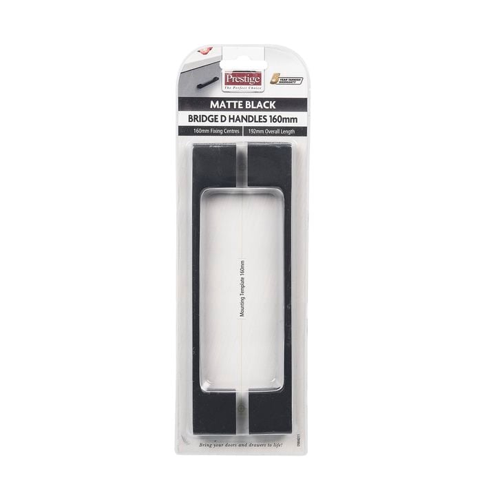 Prestige 160mm Black D Bridge Handle - 2 Pack