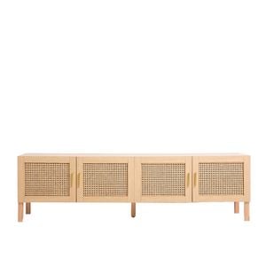 Santiago Entertainment Unit - Oak Rattan Design with Open Storage Oak