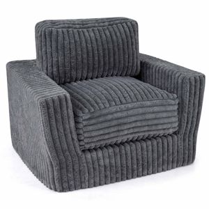 Costway Single Sofa Furry Boneless Corduroy Armchair Lounge Chair Grey