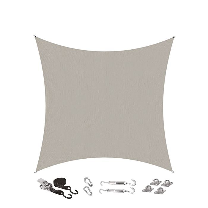 Coolaroo 5.4 x 5.4m Square Shell Commercial Grade Shade Sail kit