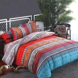 Dreamfields Super King Mandala Stripe Design Soft Quilt Doona Duvet Cover Set