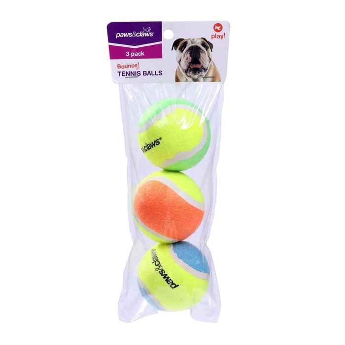 3PK Paws And Claws Paws & Claws Tennis Balls 6cm 2-Tone Assorted