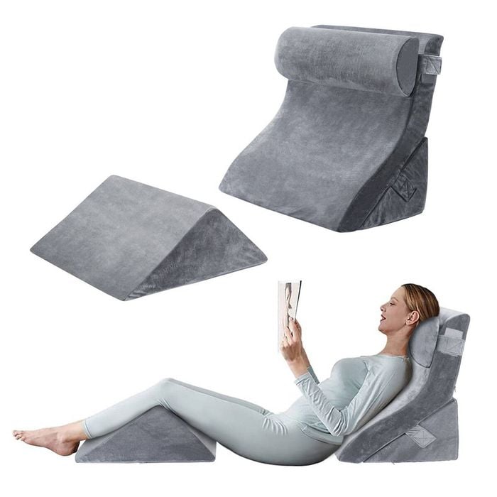 LUXDREAM 4 Pcs Bed Wedge Pillow Set Neck Back Head Leg Support