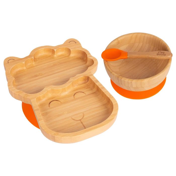 Tiny Dining 3pc Bamboo Llama Baby Feeding Set with Suction Cup