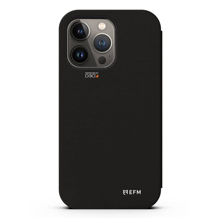 Efm Miami Leather Wallet Case Armour With D3o For Iphone 13 Pro Max (6.7") - Smoke Black