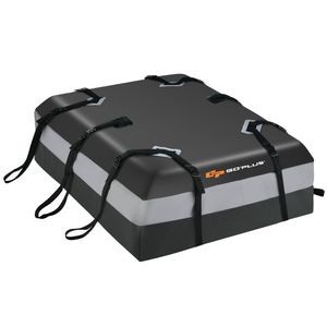 Costway Car Rooftop Cargo Carrier Rooftop Luggage Bag for All Vehicles Soft Roof Bag-Grey