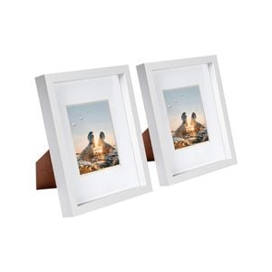 Nicola Spring 8" x 10" White 3D Box Photo Frames - 4" x 6" Mount - Pack of 2