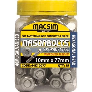 Macsim Fasteners 10 x 77mm Galvanised Sleeve Anchor - 15 Pack