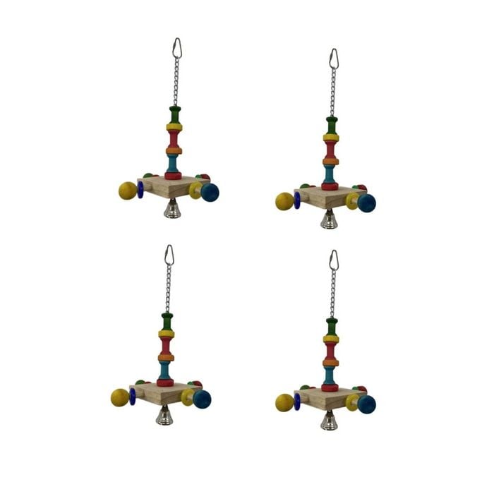 Yes4pets 4 X Small Hanging Bird Toy With Bell