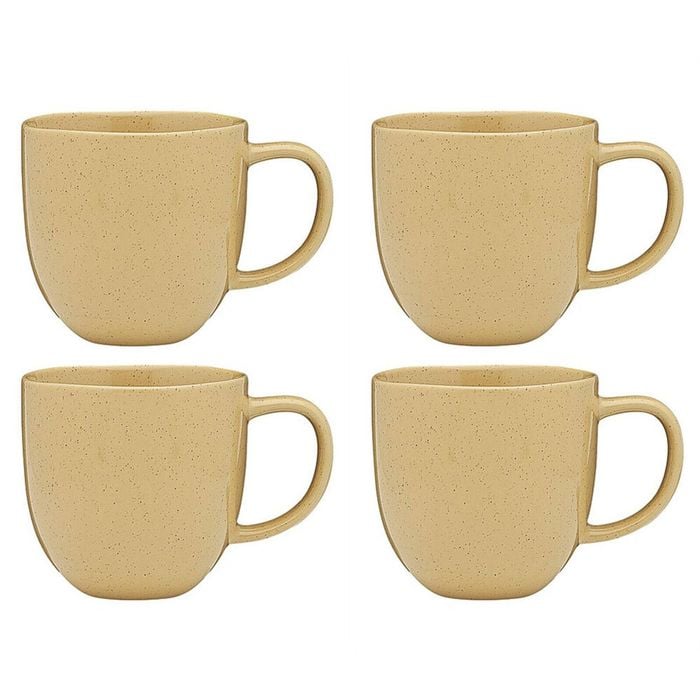 4pc Ecology Dwell Stoneware 340ml Coffee Mug Drink Cup w/ Handle - Butter