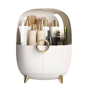 SOGA White Transparent Countertop Makeup Organiser Cosmetic Storage