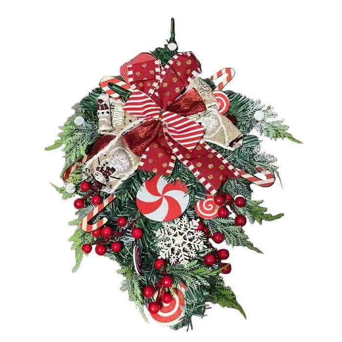 Lifebay Candy Cane Christmas Wreath Red & White Ornament