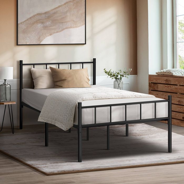 Oikiture Metal Bed Frame Base King Single Black COMA