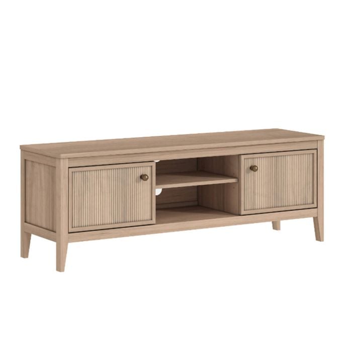 Cosmoliving TV Entertainment Unit with 2 Doors Storage TV Cabinet with Open Shelves 140CM