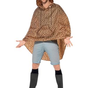 Brown Giraffe Mens Animal Poncho Costume - One Size
