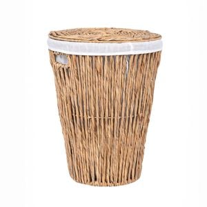 Practa 400 x 400 x 510mm Natural Hyacinth Round Laundry Hamper With Lid
