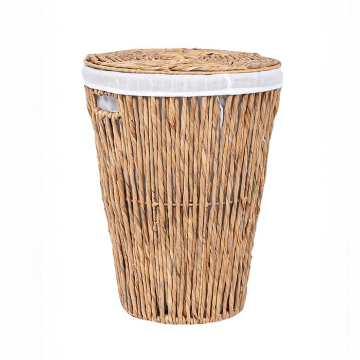 Practa 400 x 400 x 510mm Natural Hyacinth Round Laundry Hamper With Lid