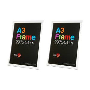 2x Unigift A3 Size White Poster Frame Ideal for Prints or Artwork - 29.7x42cm