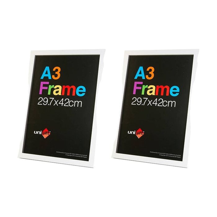 2x Unigift A3 Size White Poster Frame Ideal for Prints or Artwork - 29.7x42cm