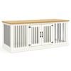 Paws and Willow Open Plan Arctic White with Natural Top Wooden Dog Crate Hinged Door with Bars