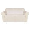 Smarcute 2 Seater Velvet Sofa Cover Non Slip Elastic Stretch Thick Plush Fabric Ivory