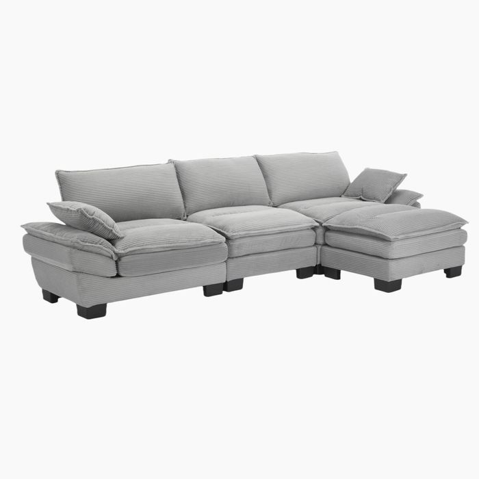 Homfurn 4 Seater Modular Sectional Sofa, Grey