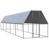 vidaXL Outdoor Chicken Cage Galvanised Steel Chicken Coop Supply Hen House Run 2x10x2 m
