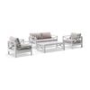 Kansas 2+1+1 Seater Outdoor Aluminium Lounge Set With Coffee Table In Sunbrella & Maxim Heather Beige Cushions
