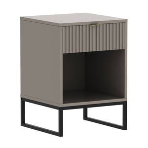 Sarantino Elton Fluted Grey Bedside Table Night Stand Cabinet Storage Chest