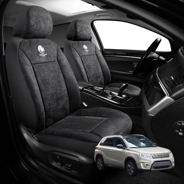 Australian Goose Edition Front Seat Covers for Suzuki Vitara 2015 - Current (LY) - Suede, Universal Fit - Black