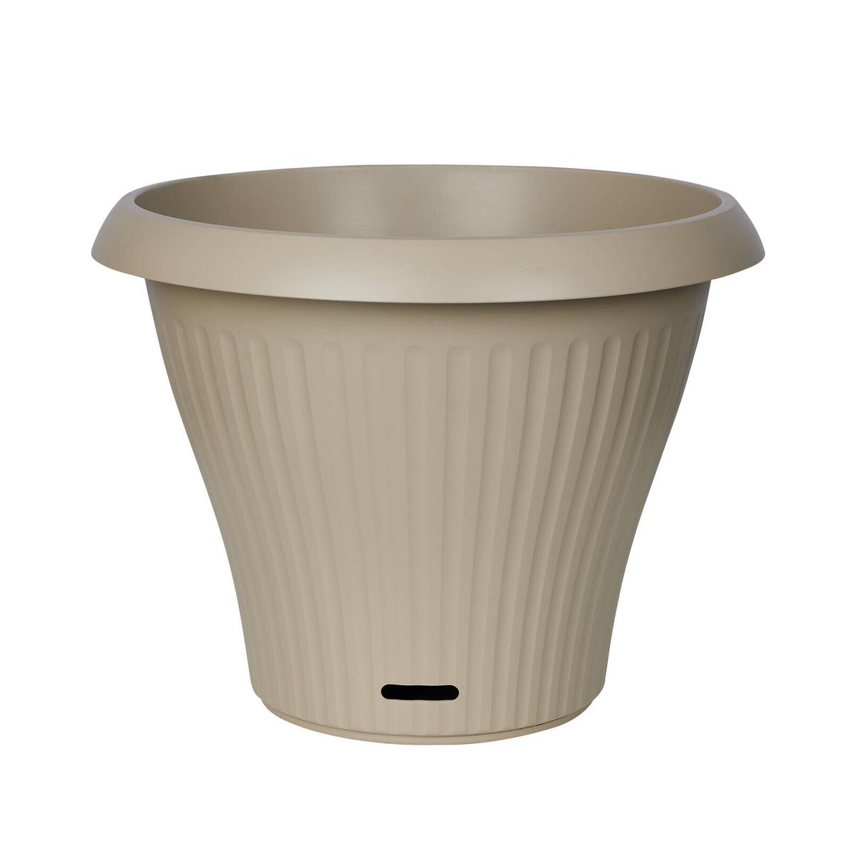 Northcote Pottery Ribbed Self Watering Round Pot Sand 50x38cm - 50cm ...