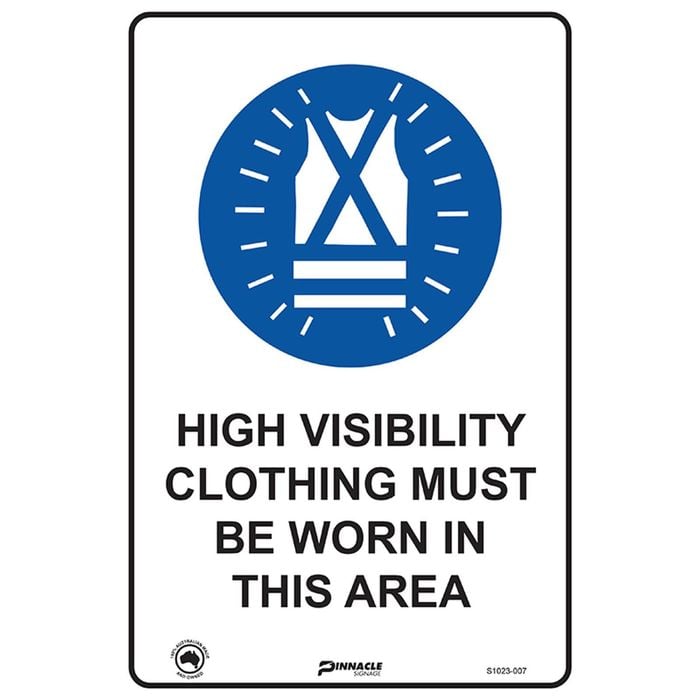 Pinnacle Signage 300 x 200mm High Visibility Clothing Must Be Worn In This Area Sign