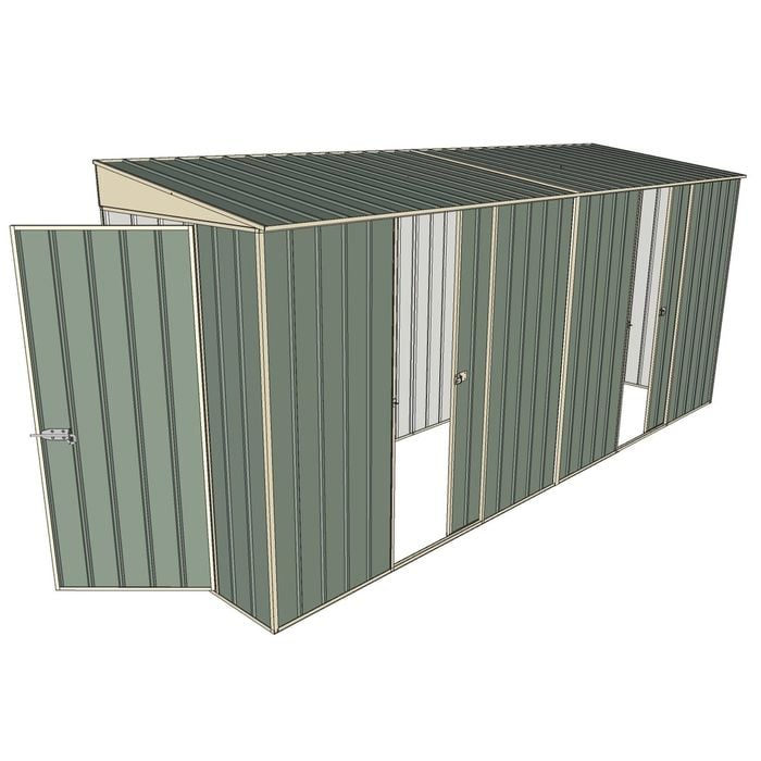 Build-A-Shed 1.2 x 4.5 x 2.0m Tunnel Shed Tunnel Hinged Door with 2 Sliding Side Doors - Green