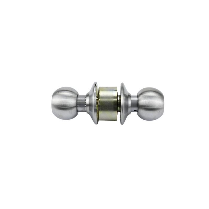 Lockwood Satin Stainless Steel Symmetry Imperial Privacy Knobset
