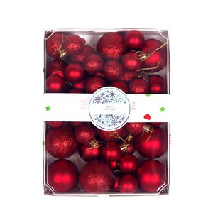 Catzon 42 Pcs Plastic Christmas Balls Sequins and Matte for Holiday Party Wedding-Red