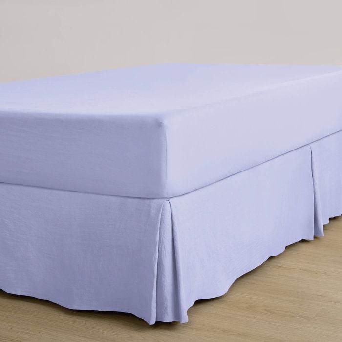 Dreamaker Superfine Washed Microfibre Pleated Valance Lilac Queen Bed