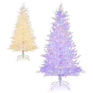 Costway 1.85M Pre-lit Artificial Christmas Tree 11 Variable Lighting Modes Holiday Decoration Tree