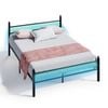 Advwin Queen Metal Platform Bed Frame with Headboard and Footboard Black