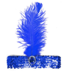 1920s FLAPPER HEADBAND Headpiece Feather Sequin Charleston Costume Gatsby Dance Blue