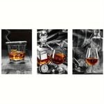3pcs Vintage Bottle and Glass Theme Print 100% Australian Made 3 x 40x60cm (Metal Print)