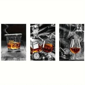 3pcs Vintage Bottle and Glass Theme Print 100% Australian Made 3 x 40x60cm (Metal Print)
